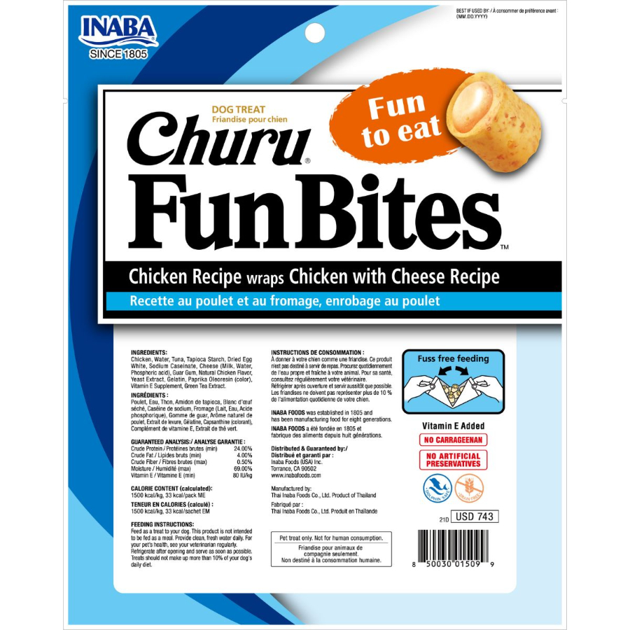 Churu fun bites pollo y queso para perro, , large image number null